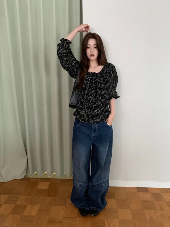 chic 한 부서 가을 부드러운 달콤함 연령 감소 꽃무늬 광장 칼라 끈 연꽃 잎 소매 캐주얼 다용도 셔츠 맨위 상세 이미지 28