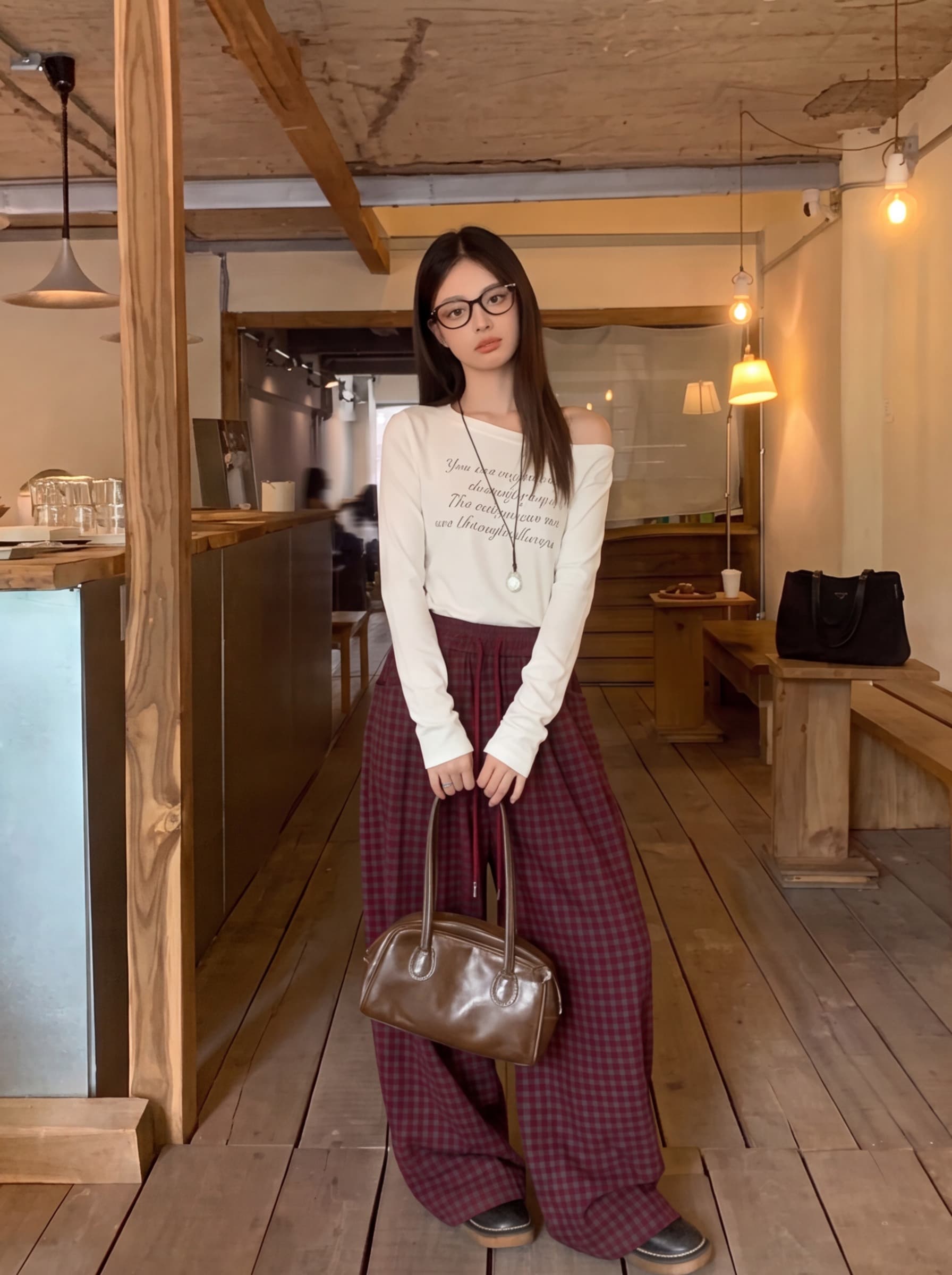 실사 새로운 키 큰 남자 하이웨이스트 도루 센스 스트레이트 학원 스타일 체크무늬 바지 상세 이미지 3