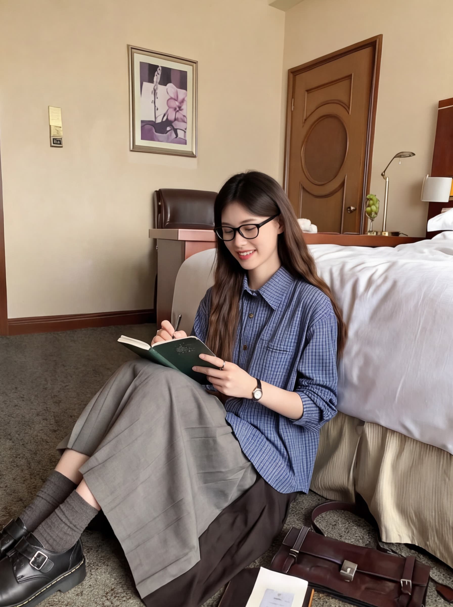 실사 높음 지혜 센스 한 부서 레트로 miu 부서 클래식 영국식 쇼트 스타일 격자 무늬 셔츠 출퇴근 학원 센스 상세 이미지 4