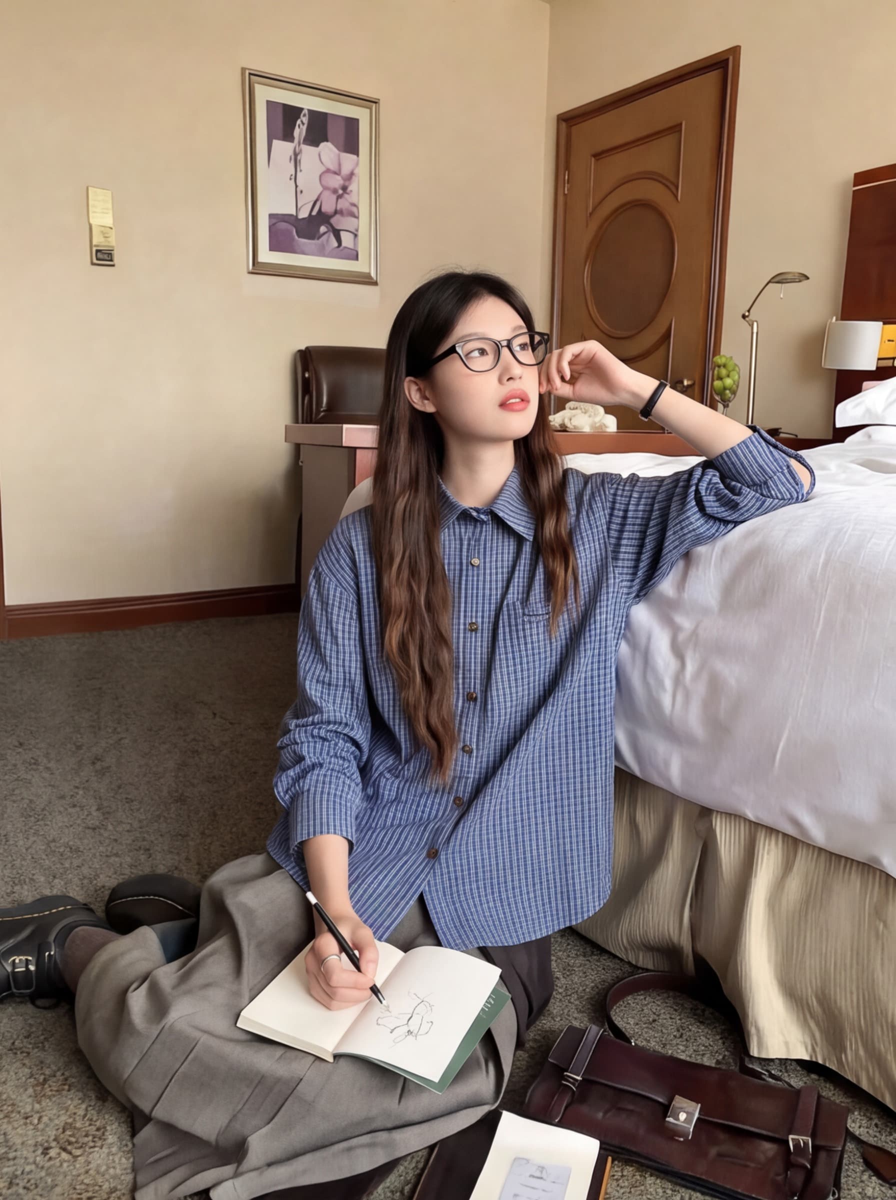 실사 높음 지혜 센스 한 부서 레트로 miu 부서 클래식 영국식 쇼트 스타일 격자 무늬 셔츠 출퇴근 학원 센스 상세 이미지 6
