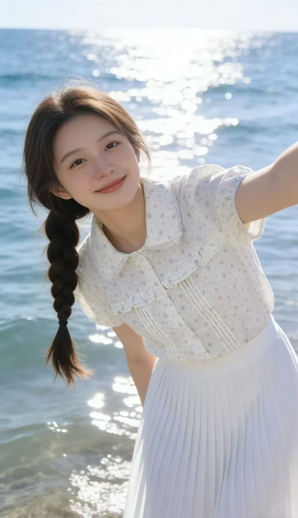 한 부서 베이비 칼라 꽃무늬 반팔 여성 셔츠 2026 여름 새로운 달콤한 스타일 연령 감소 루즈핏 거품 소매 맨위