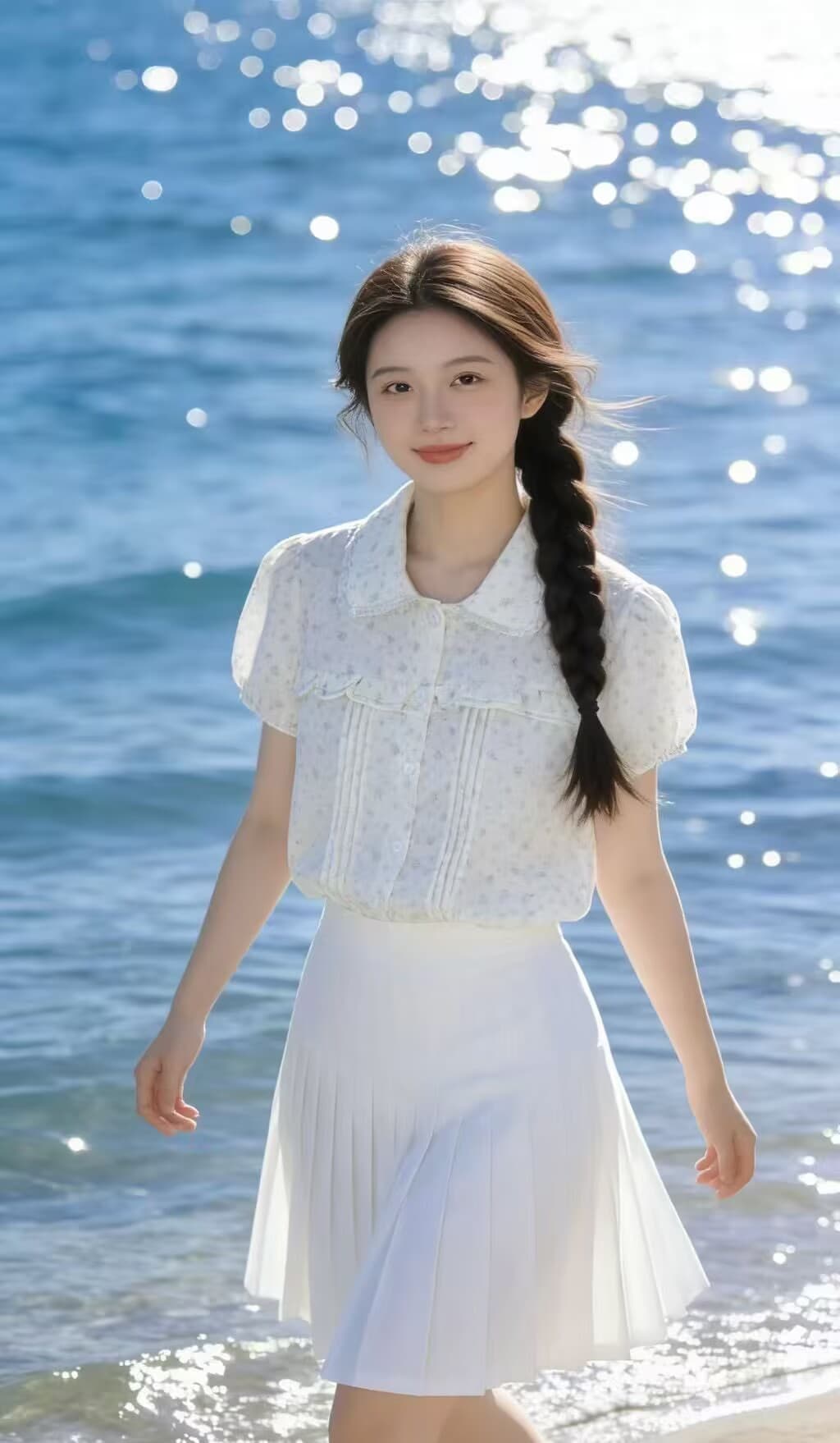 한 부서 베이비 칼라 꽃무늬 반팔 여성 셔츠 2026 여름 새로운 달콤한 스타일 연령 감소 루즈핏 거품 소매 맨위 이미지 4