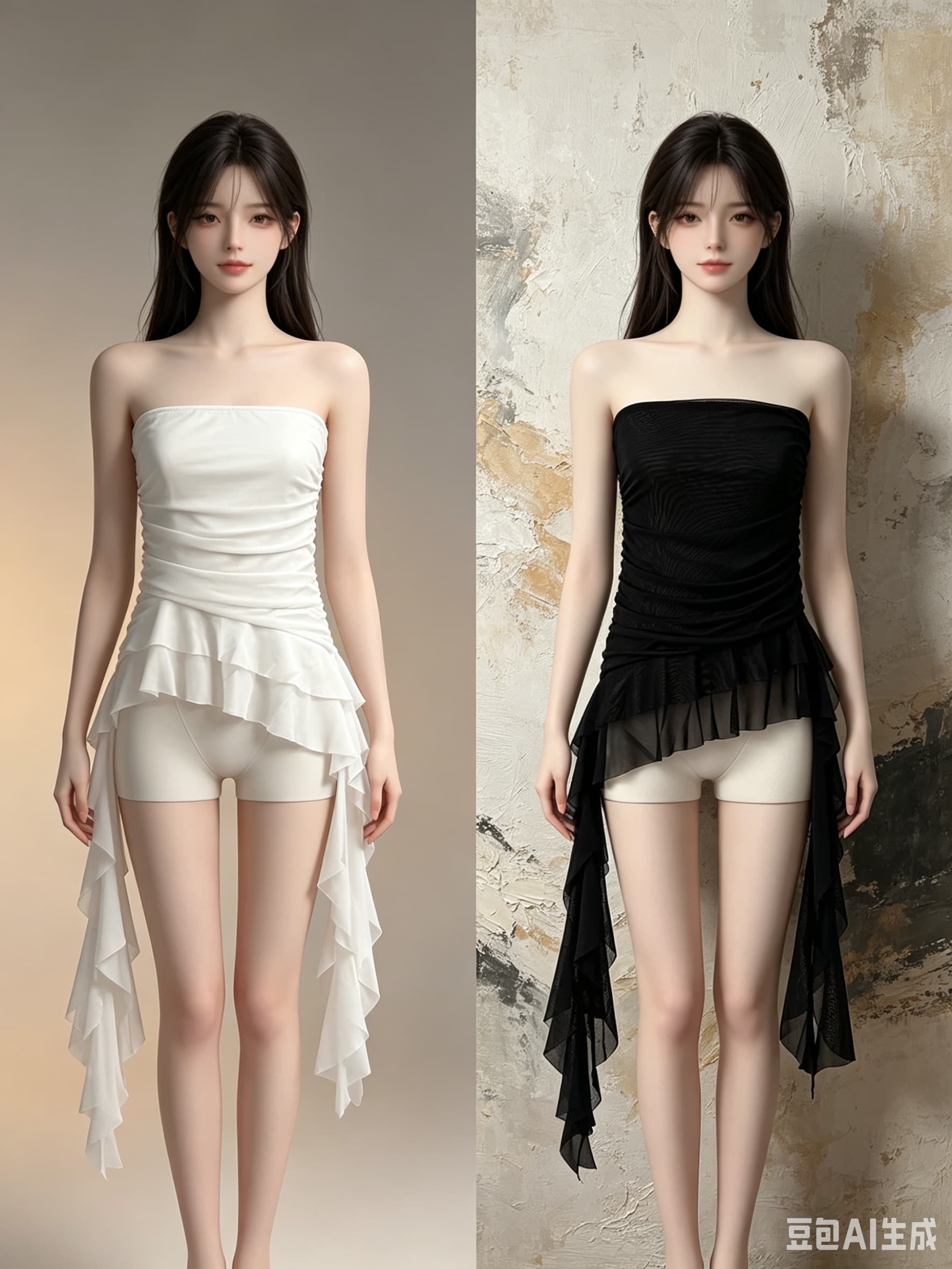2026 도파민 와일드 라스베리 빨간색 프릴 리본 튜브탑 조끼 여성 망사 주름 몸매 가꾸기 짧은 맨위 이미지 4