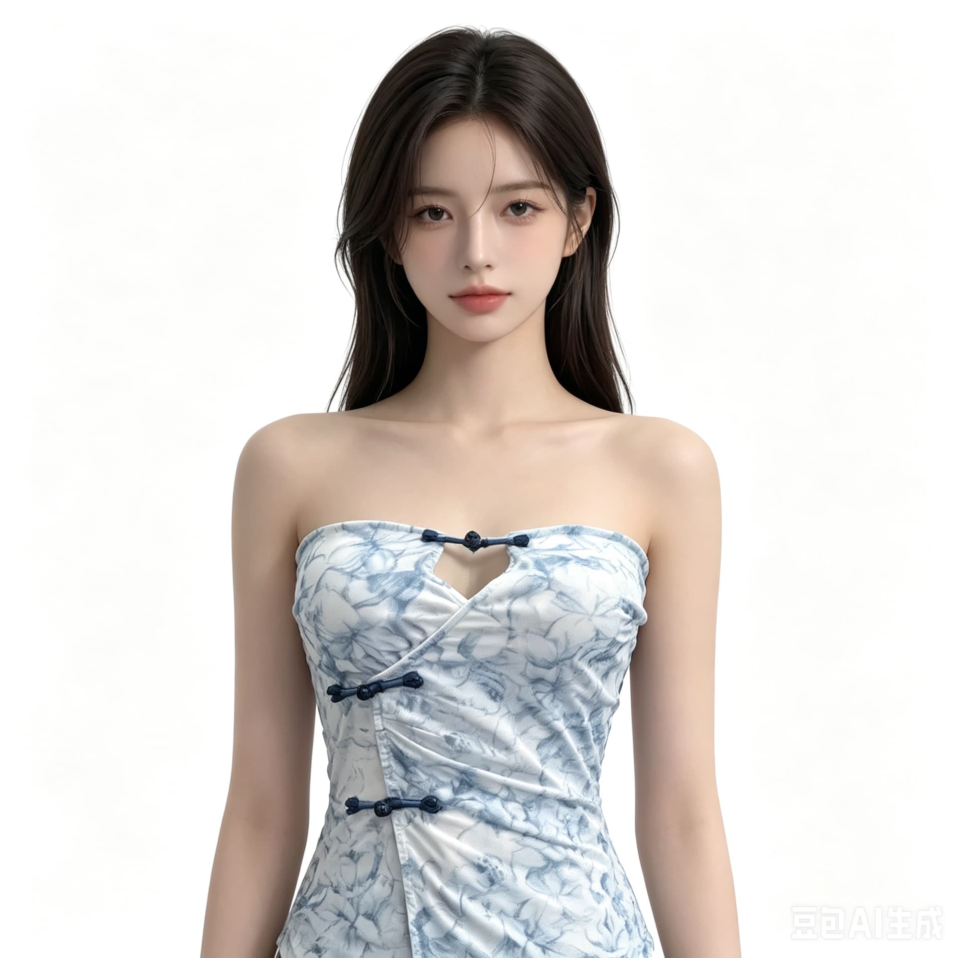 2026 새로운 중식 단추 홀로우 아웃 벨트 가슴 패드 민소매 맨위 수묵화 프린트 불규칙 쇼트 스타일 백리스 조끼 이미지 2