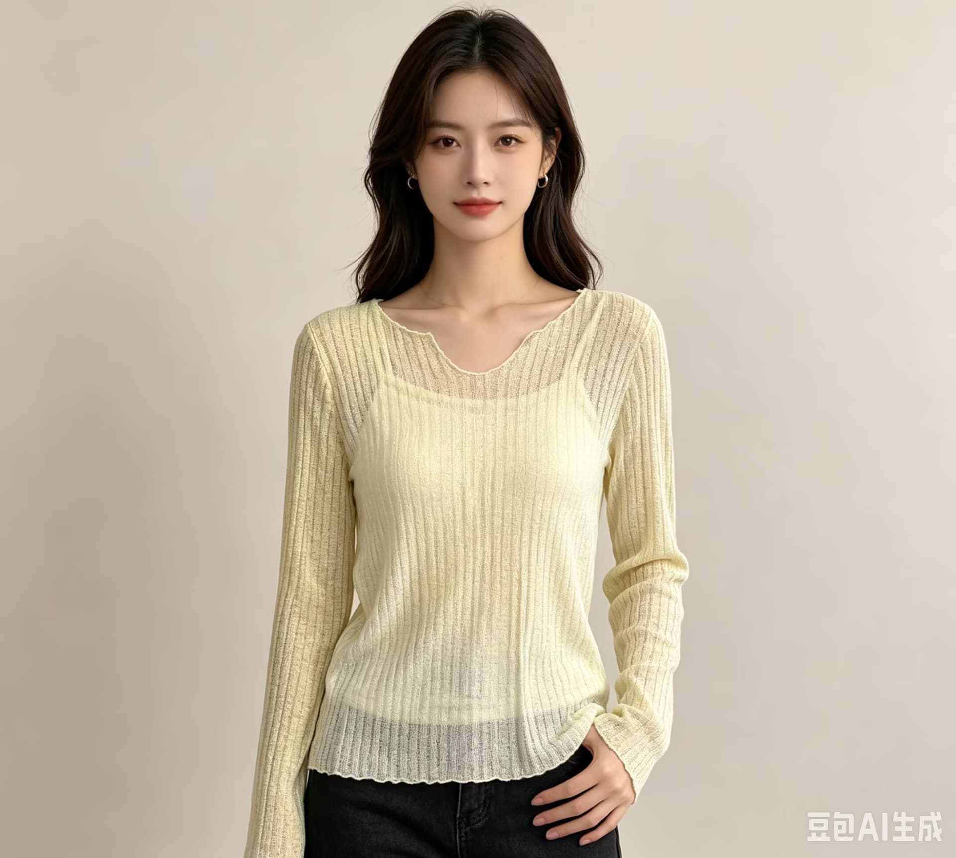 2026 법 마이크로 ~을 통해 긴팔 여성 순수한 욕망 자외선 차단 블라우스 여름 루즈핏 얇은 스타일 고급 센스 투피스 세트 맨위