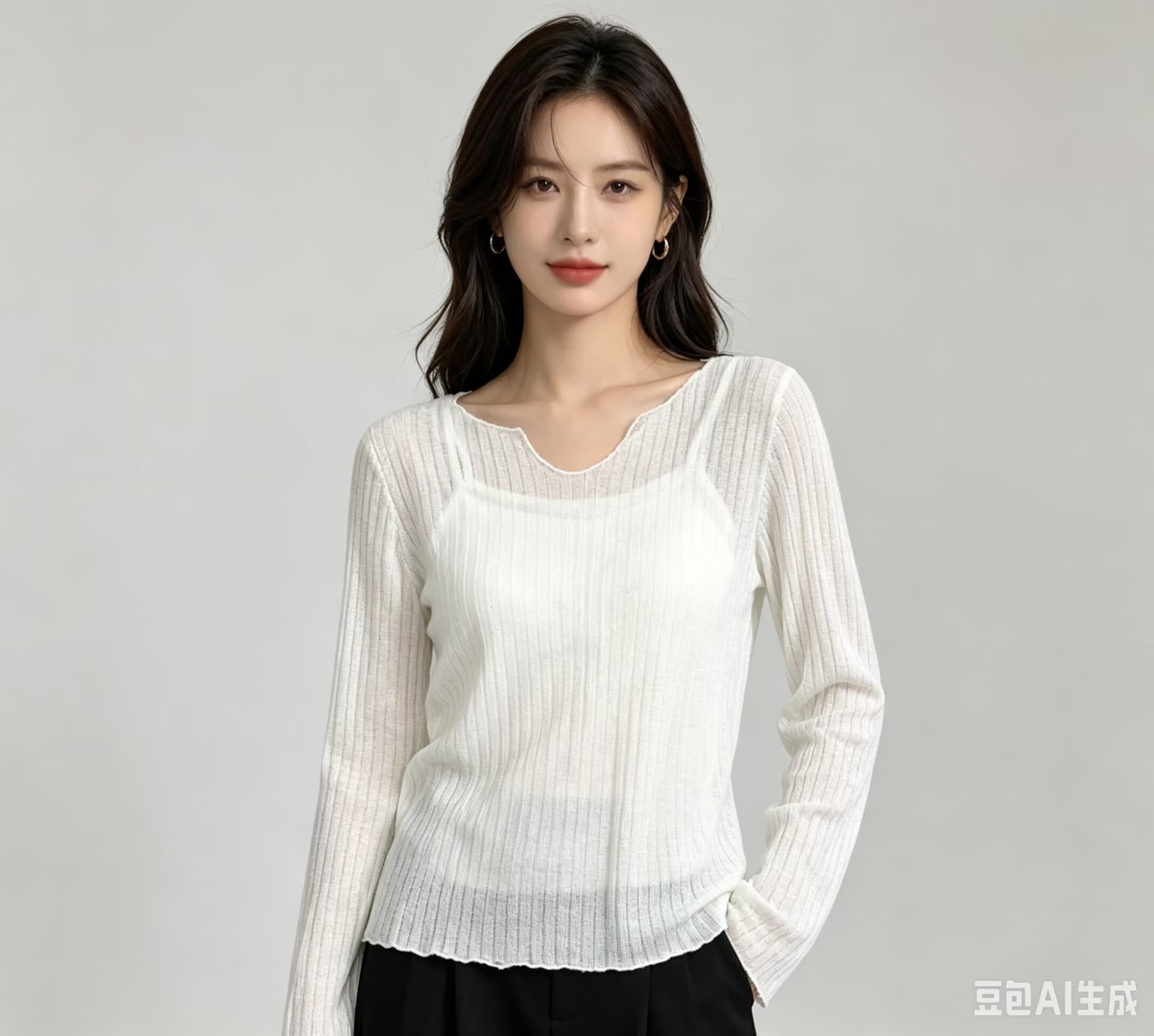 2026 법 마이크로 ~을 통해 긴팔 여성 순수한 욕망 자외선 차단 블라우스 여름 루즈핏 얇은 스타일 고급 센스 투피스 세트 맨위 상세 이미지 2