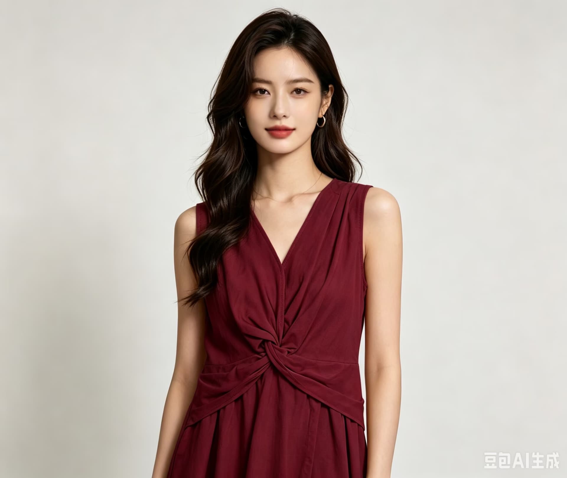 2026 빨간색 품격 비틀림 V넥 민소매 티셔츠 조끼 여성 여름 디자인 센스 작은 대중 허리 수축 인형 셔츠 맨위 이미지 4