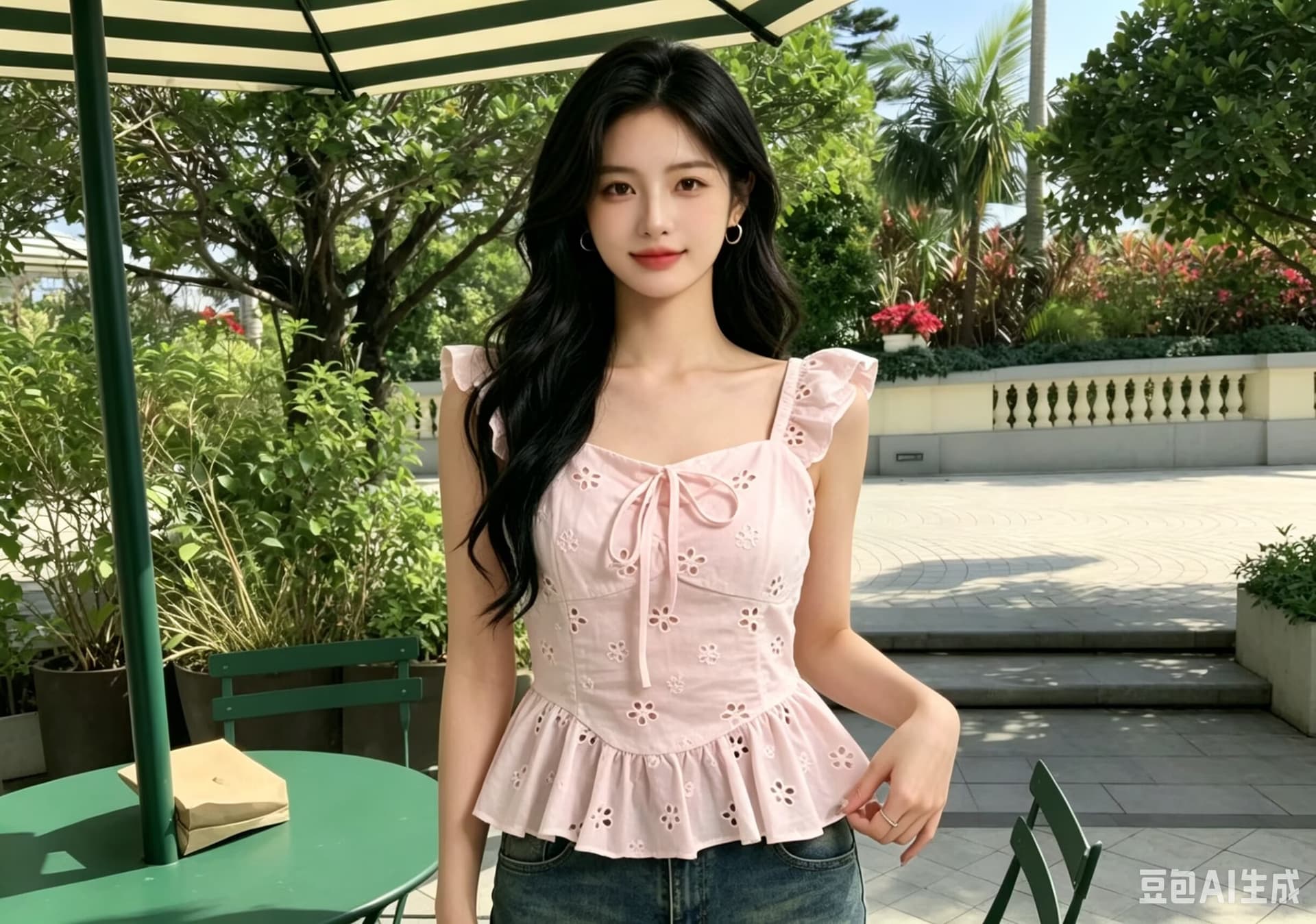 프랑스식 순수한 욕망 바람 자수 홀로우 아웃 자수 캐미솔 여름 2026 년 프릴 쇼트 스타일 치마 맨위 상세 이미지 1