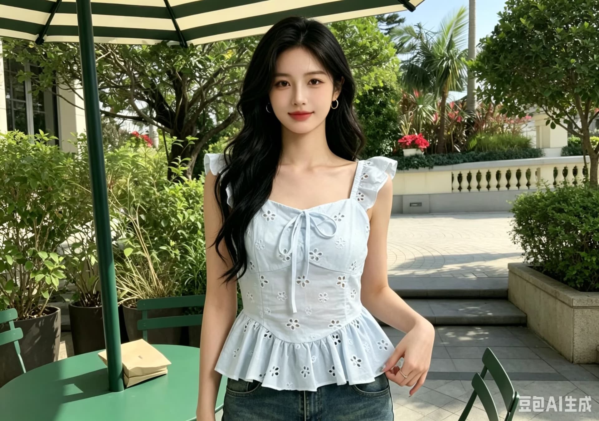 프랑스식 순수한 욕망 바람 자수 홀로우 아웃 자수 캐미솔 여름 2026 년 프릴 쇼트 스타일 치마 맨위 상세 이미지 3