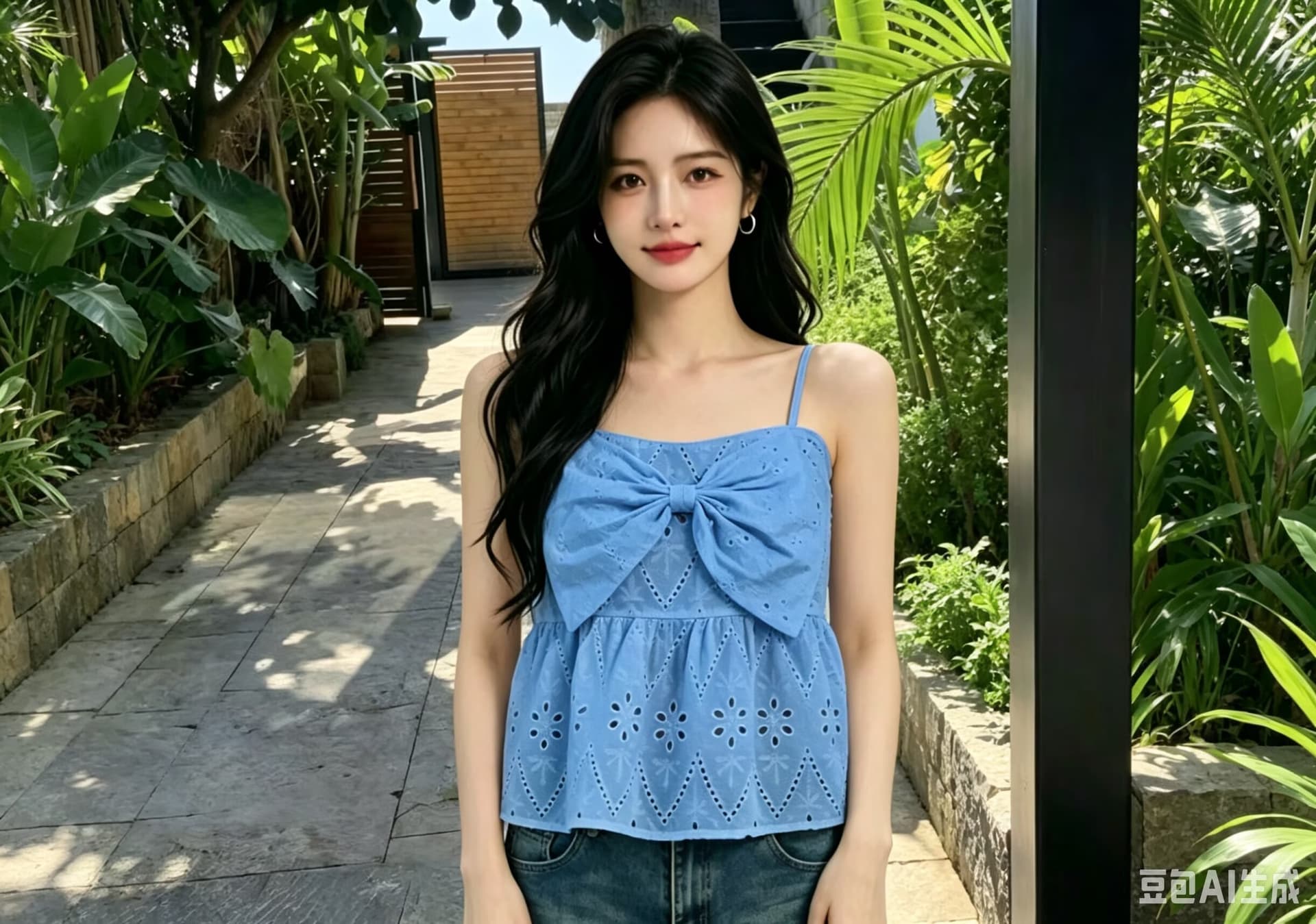 2026 프랑스식 홀로우 아웃 자수 나비 매듭 캐미솔 인사이드 가져 가라. 여름 외출용 순수한 욕망 핫걸 민소매 맨위 상세 이미지 3