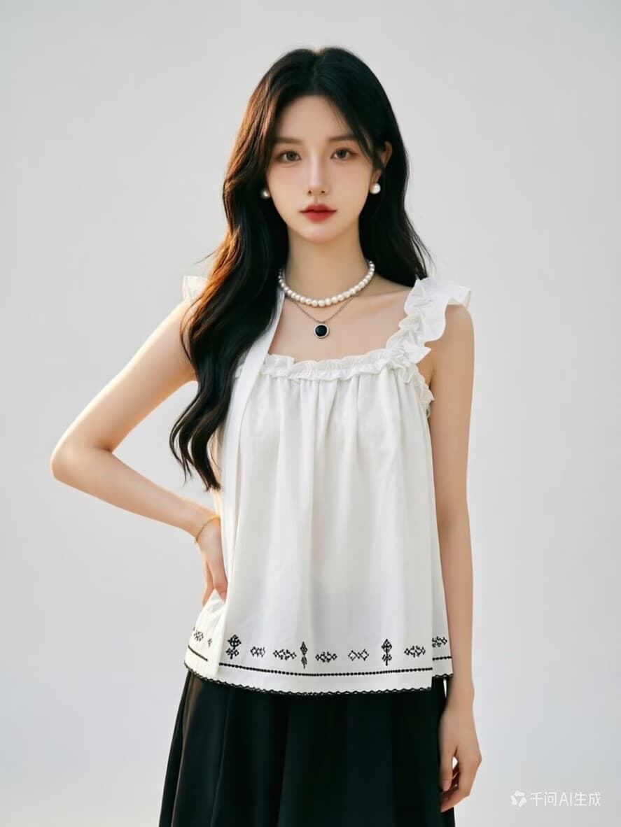 달콤함 프릴 패치워크 Feifei 소매 캐미솔 여름 2026 패션 루즈핏 연령 감소 학원 스타일 인형 셔츠 상세 이미지 5
