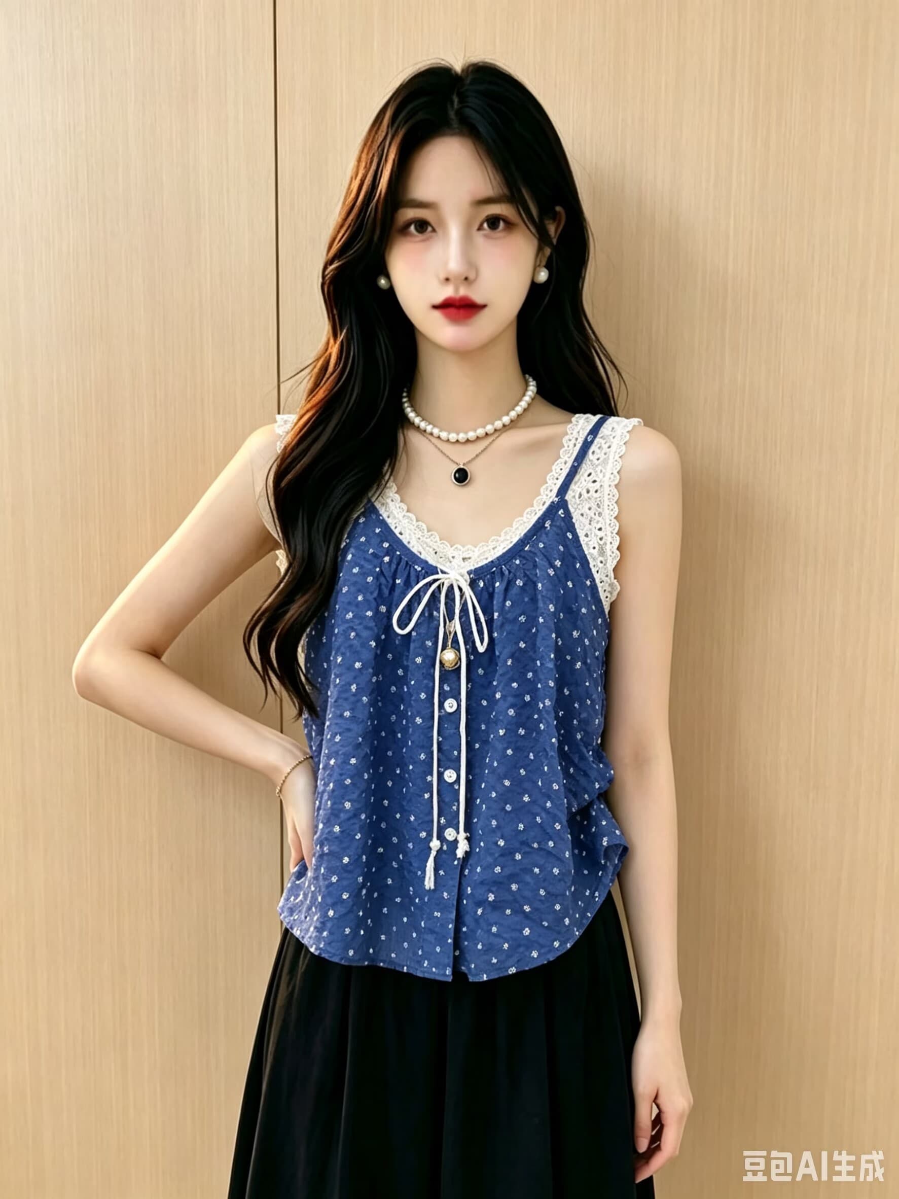 2026 여름 한 부서 연령 감소 레이스 조각 페이크 레이어드 조끼 작은 셔츠 여성 프랑스식 품격 디자인 상세 이미지 1