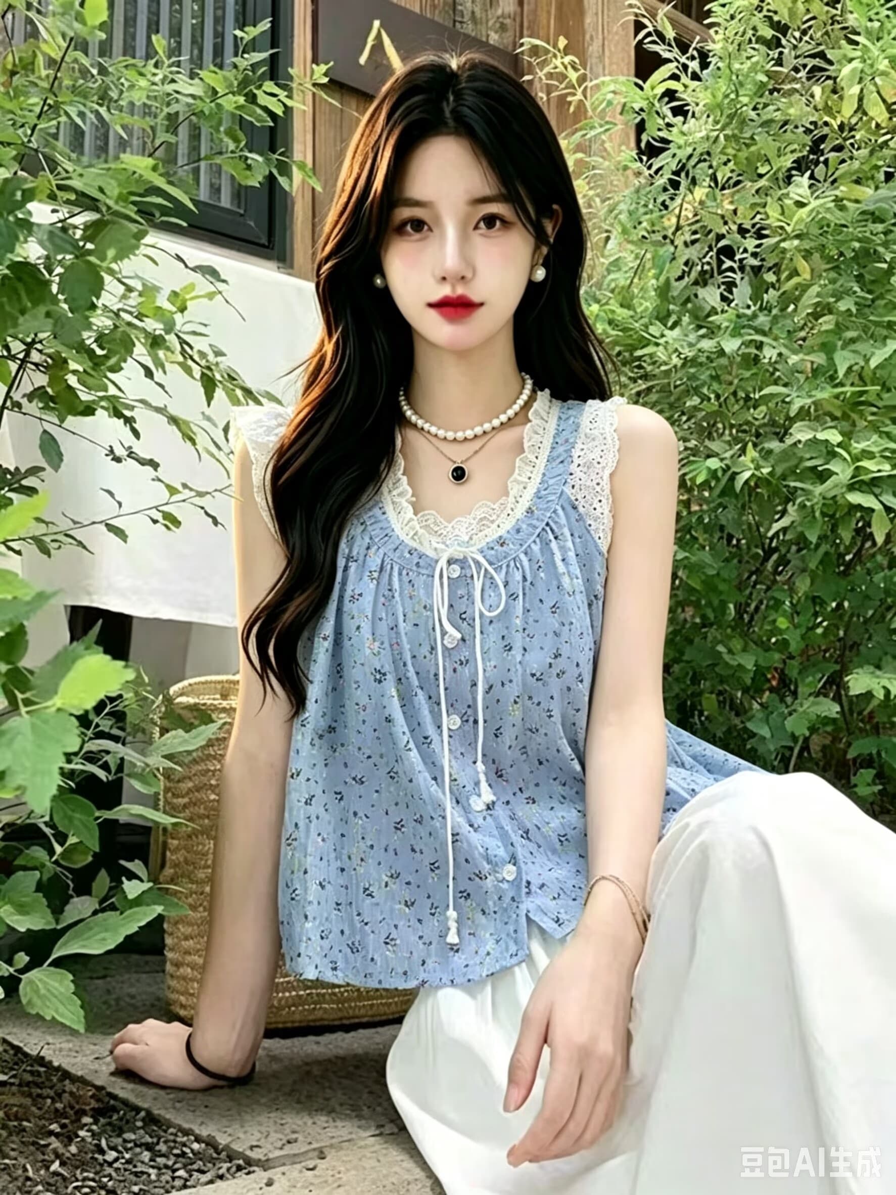2026 여름 한 부서 연령 감소 레이스 조각 페이크 레이어드 조끼 작은 셔츠 여성 프랑스식 품격 디자인 상세 이미지 4