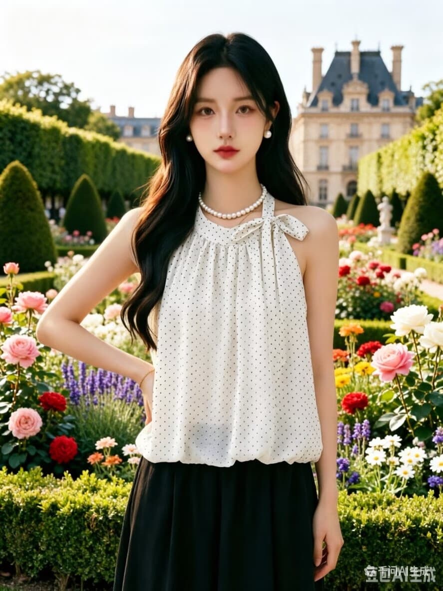 한 부서 디자인 센스 도트 무늬 행침 목 레이스업 오프숄더 여성 셔츠 여름 2026 패션 연령 감소 루즈핏 꽃밭 맨위 상세 이미지 4