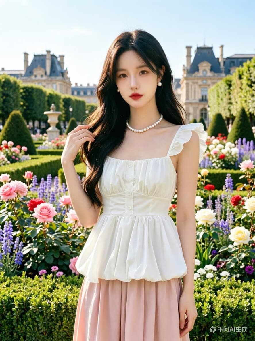 달콤함 소녀 바람 작은 날다 소매 꽃밭 캐미솔 여름 2026 프릴 주름 허리 수축 연령 감소 맨위 상세 이미지 5