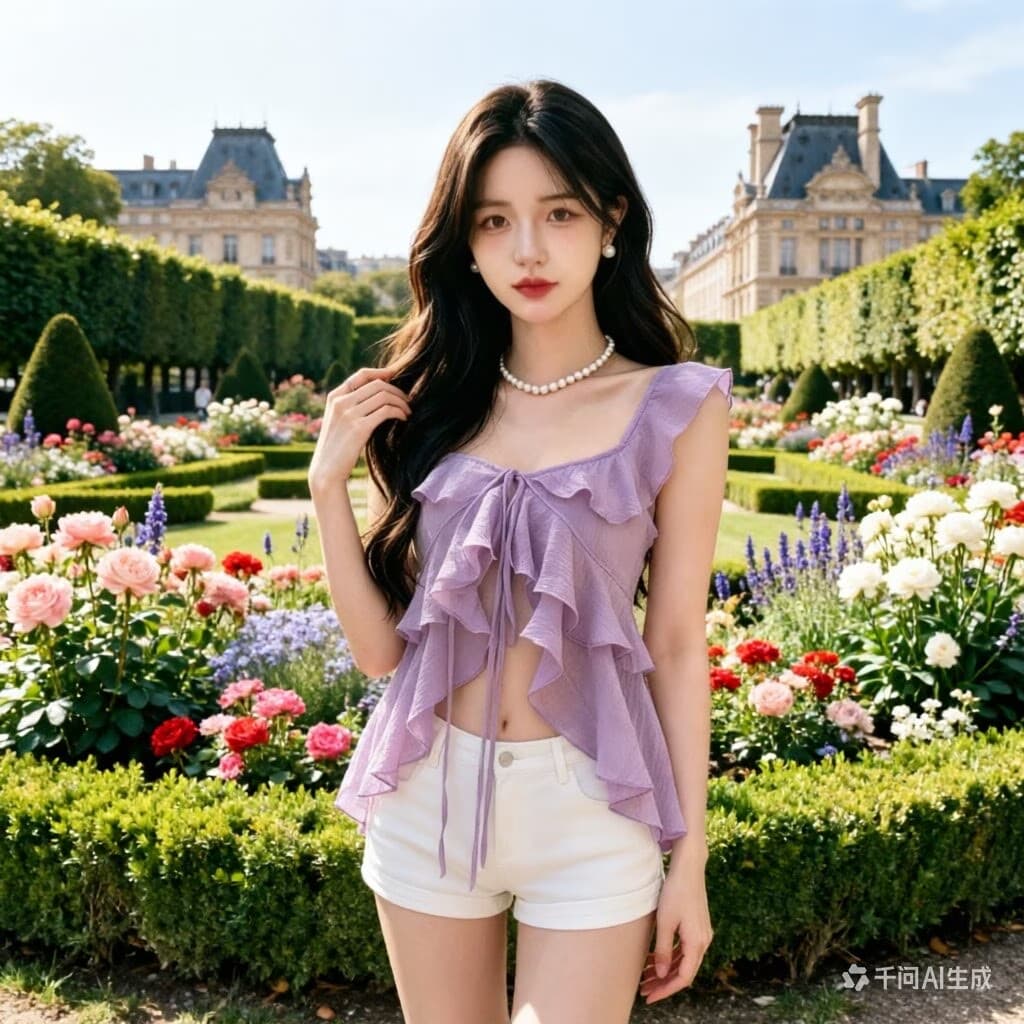 2026 부드러운 바람 프릴 민소매 셔츠 여성 여름 새로운 광장 칼라 레이스업 작은 셔츠 불규칙 맨위 상세 이미지 2
