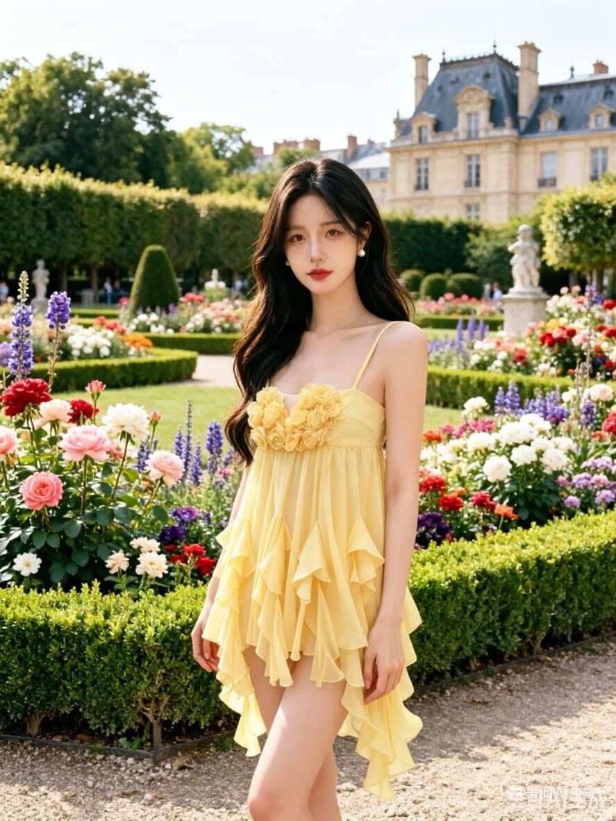 휴가 바람 프랑스식 꽃 슬립 여성 드레스 여름 프릴 황색 치마 부드러운 루즈핏 한 마디 미니 스커트 상세 이미지 6
