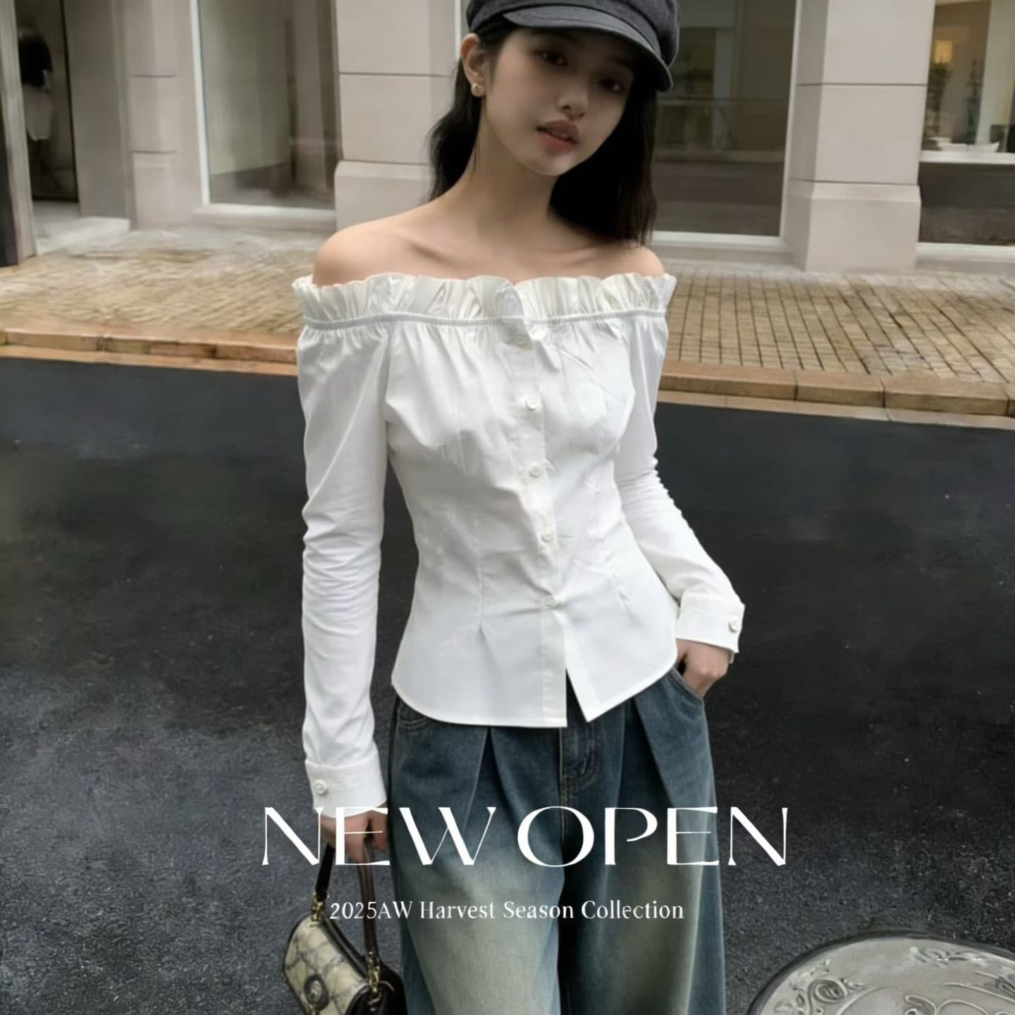 2026 프랑스식 오프숄더 긴팔 여성 셔츠 디자인 센스 작은 대중 오프숄더 셔츠 자이언트 잘 생긴 ~ 중 조기 가을 맨위