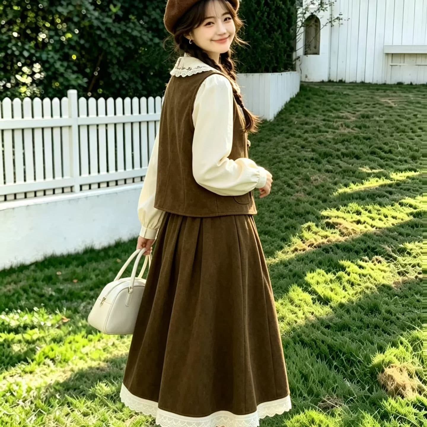 2026 일본식 레트로 자수 데님 베스트 조끼 여성 가을의 날 착용 가져 가라. 디자인 센스 V넥 민소매 짧은 맨위 이미지 5