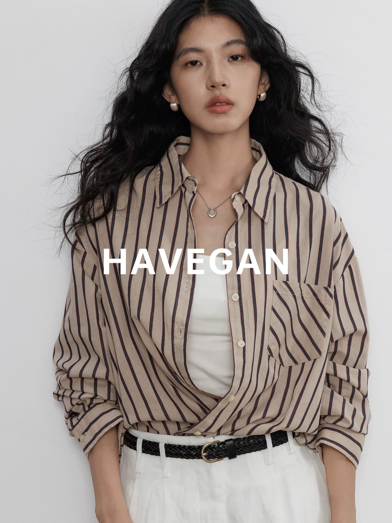 와 객실 havegan 봄 레트로 디자인 센스 스트라이프 여성 셔츠 2026 새로운 고급 출퇴근 캐주얼 맨위 상세 이미지 3