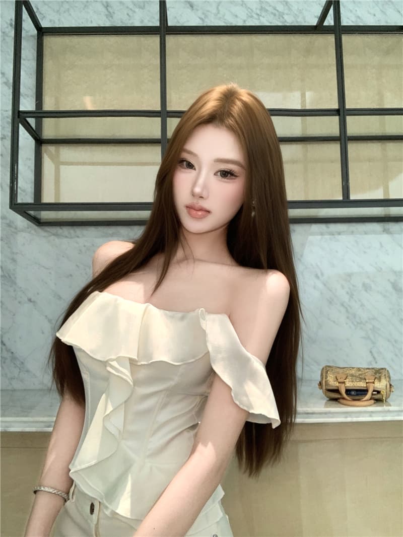 프릴 튜브탑 맨위 여성 새로운 프랑스식 생선뼈 코르셋 조끼 벨트 가슴 패드