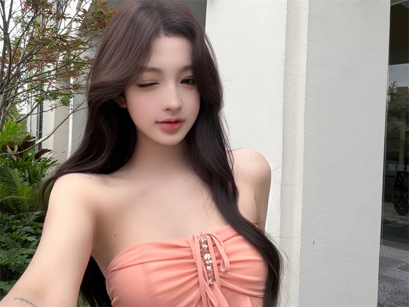 실사 프릴 스트랩 행침 목 튜브탑 슬립 품격 외출용 몸매 가꾸기 인사이드 가져 가라. 허리 수축 쇼트 스타일 쉬폰 톱 상세 이미지 10