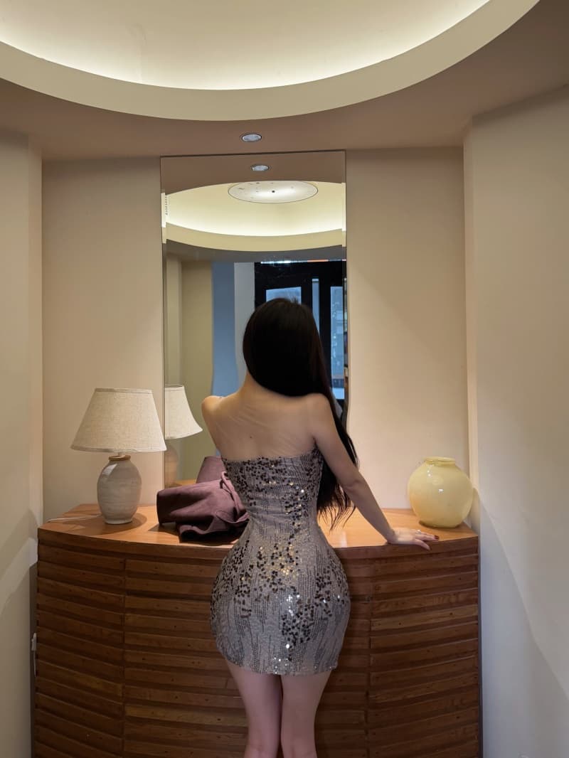 실사 프랑스식 민소매 여성 드레스 이른 가을 새로운 섹시함 슬림해 보이는 타이트 스커트 망사 패치워크 데이트 치마 상세 이미지 18
