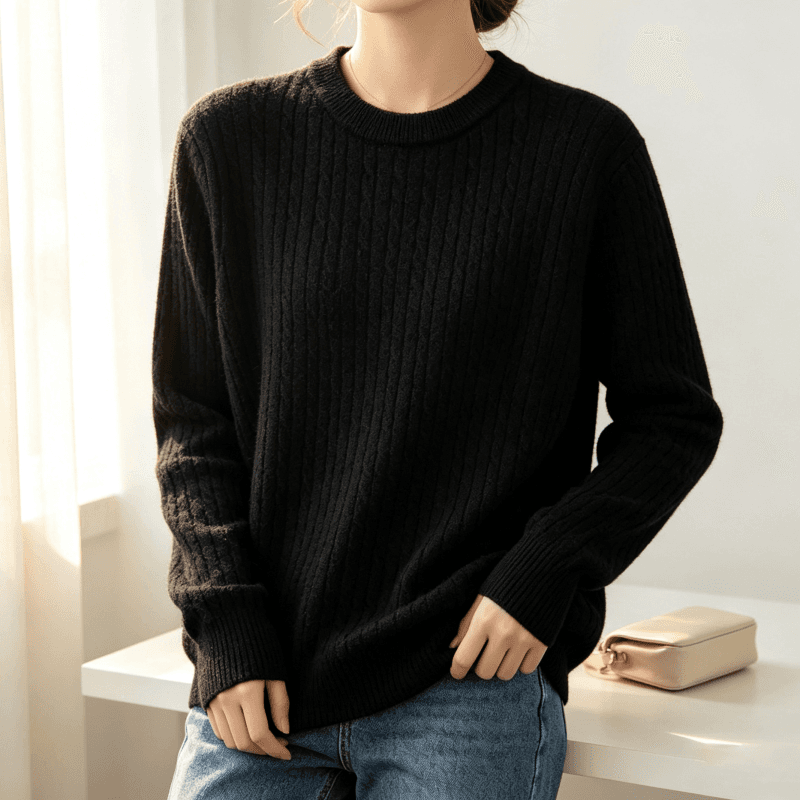 실사 라운드 넥 마 무늬 니트 스웨터 새로운 긴팔 루즈핏 슬림해 보이는 예쁜 스웨터 풀오버 맨위 상세 이미지 13