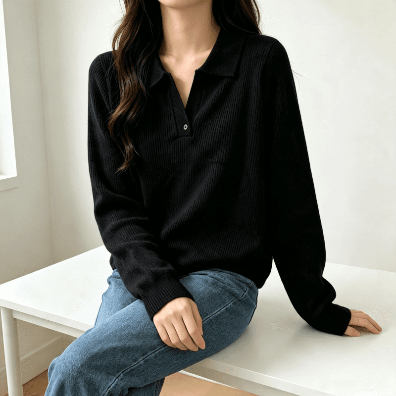 새로운 한 부서 니트 스웨터 폴로 칼라 긴팔 기본 셔츠 품격 POLO 셔츠 인사이드 가져 가라. 구덩이 기사 다용도 풀오버 맨위 이미지 4