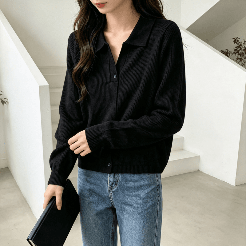 새로운 한 부서 니트 스웨터 폴로 칼라 긴팔 기본 셔츠 품격 POLO 셔츠 인사이드 가져 가라. 구덩이 기사 다용도 풀오버 맨위 상세 이미지 4