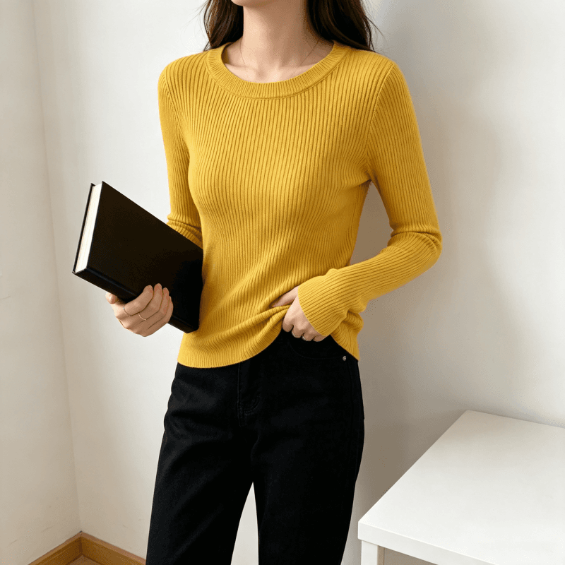 미니멀리즘 한 부서 라운드 넥 몸매 가꾸기 다용도 긴팔 니트 스웨터 인사이드 가져 가라. 스웨터 여자 가을 겨울 기본 셔츠 맨위 상세 이미지 10