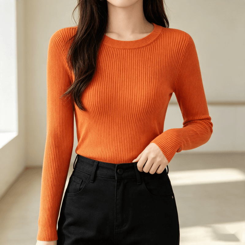 미니멀리즘 한 부서 라운드 넥 몸매 가꾸기 다용도 긴팔 니트 스웨터 인사이드 가져 가라. 스웨터 여자 가을 겨울 기본 셔츠 맨위