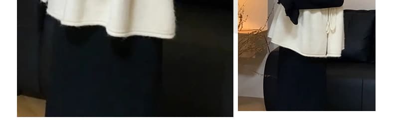 지금 가을 겨울 전체 집합 착용 가져 가라. 레트로 검정색 프릴 나팔 소매 니트 긴 소매 베스트 슬림해 보이는 세트 상세 이미지 15