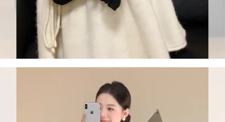 지금 가을 겨울 전체 집합 착용 가져 가라. 레트로 검정색 프릴 나팔 소매 니트 긴 소매 베스트 슬림해 보이는 세트 상세 이미지 24