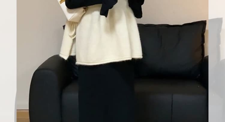 지금 가을 겨울 전체 집합 착용 가져 가라. 레트로 검정색 프릴 나팔 소매 니트 긴 소매 베스트 슬림해 보이는 세트 상세 이미지 28