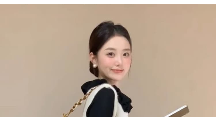 지금 가을 겨울 전체 집합 착용 가져 가라. 레트로 검정색 프릴 나팔 소매 니트 긴 소매 베스트 슬림해 보이는 세트 상세 이미지 32