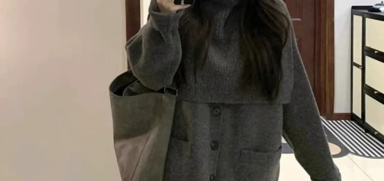 지금 한 부서 고급 센스 망토 숄 모직 외투 2025 새로운 잘 생긴 재킷 코디 와이드 레그 팬츠 투피스 세트 상세 이미지 20