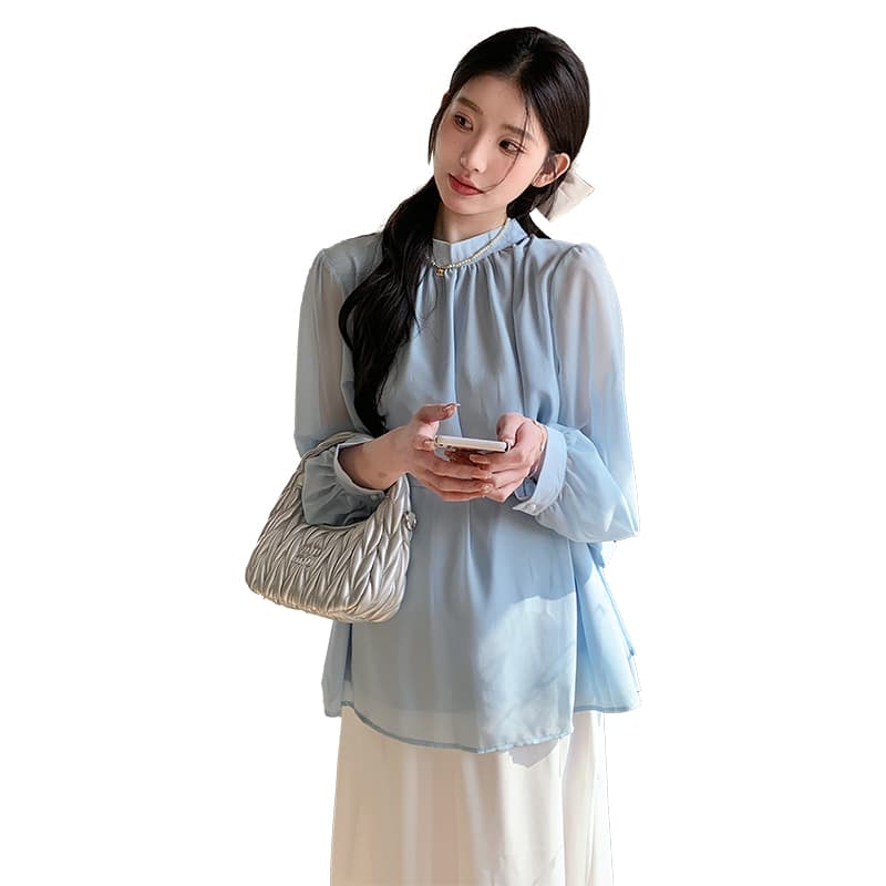 실사 지금 임산부 한국 드라마 차 부서 착용 가져 가라. 봄 새로운 마이크로 지방 고급 센스 로얄 자매 셔츠 반신 스커트 투피스 세트 이미지 5