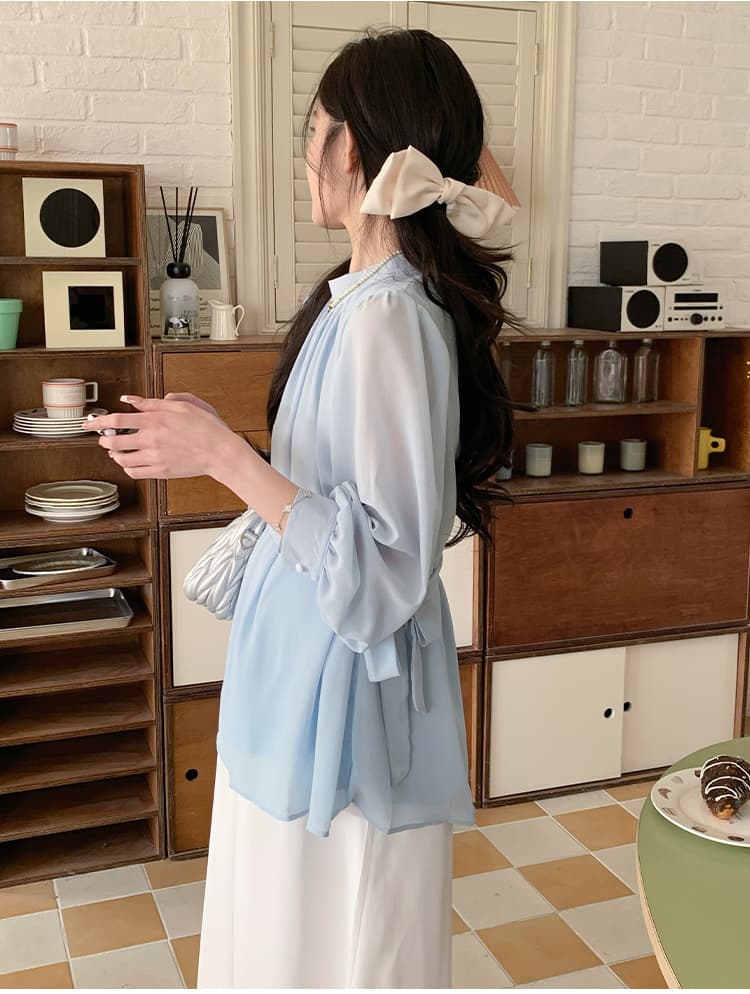 실사 지금 임산부 한국 드라마 차 부서 착용 가져 가라. 봄 새로운 마이크로 지방 고급 센스 로얄 자매 셔츠 반신 스커트 투피스 세트 상세 이미지 19