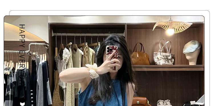 선물 물품 임산부 세트 여름 새로운 루즈핏 파란색 민소매 조끼 맨위 넓은 다리 캐주얼 바지 투피스 세트 상세 이미지 9