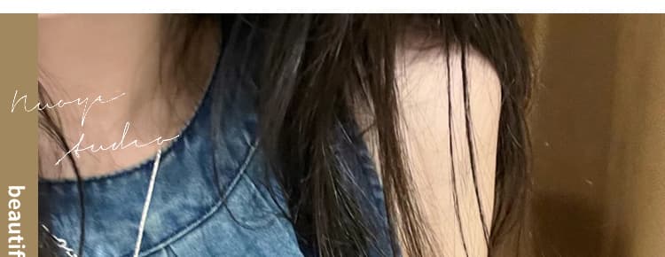 선물 물품 임산부 세트 여름 새로운 루즈핏 파란색 민소매 조끼 맨위 넓은 다리 캐주얼 바지 투피스 세트 상세 이미지 12