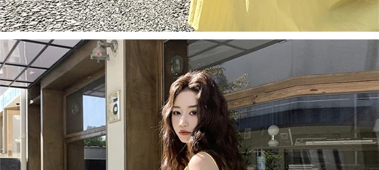 지금 지금 프랑스식 황색 민소매 점프 슈트 치마 여름 착용 가져 가라. 품격 슬림해 보이는 해변가 휴가 바람 여름 롱 스커트 상세 이미지 22