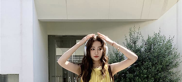 지금 지금 프랑스식 황색 민소매 점프 슈트 치마 여름 착용 가져 가라. 품격 슬림해 보이는 해변가 휴가 바람 여름 롱 스커트 상세 이미지 30