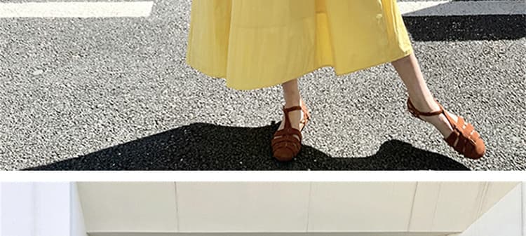 지금 지금 프랑스식 황색 민소매 점프 슈트 치마 여름 착용 가져 가라. 품격 슬림해 보이는 해변가 휴가 바람 여름 롱 스커트 상세 이미지 32