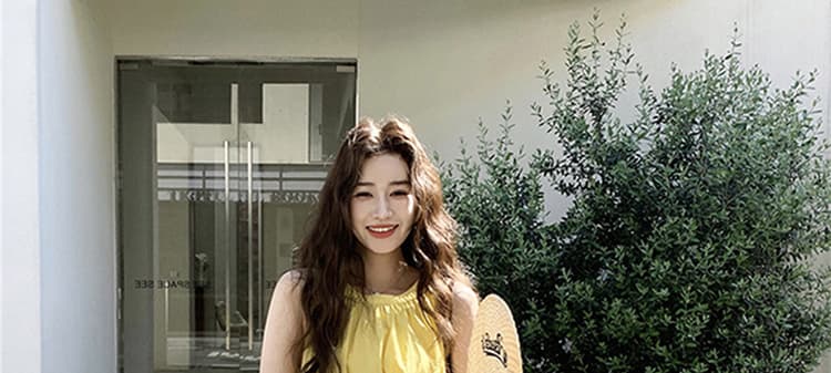 지금 지금 프랑스식 황색 민소매 점프 슈트 치마 여름 착용 가져 가라. 품격 슬림해 보이는 해변가 휴가 바람 여름 롱 스커트 상세 이미지 36