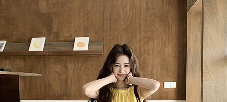 지금 지금 프랑스식 황색 민소매 점프 슈트 치마 여름 착용 가져 가라. 품격 슬림해 보이는 해변가 휴가 바람 여름 롱 스커트 상세 이미지 39