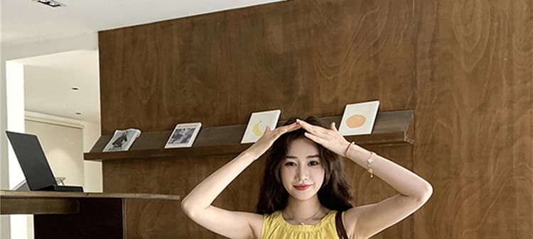 지금 지금 프랑스식 황색 민소매 점프 슈트 치마 여름 착용 가져 가라. 품격 슬림해 보이는 해변가 휴가 바람 여름 롱 스커트 상세 이미지 42