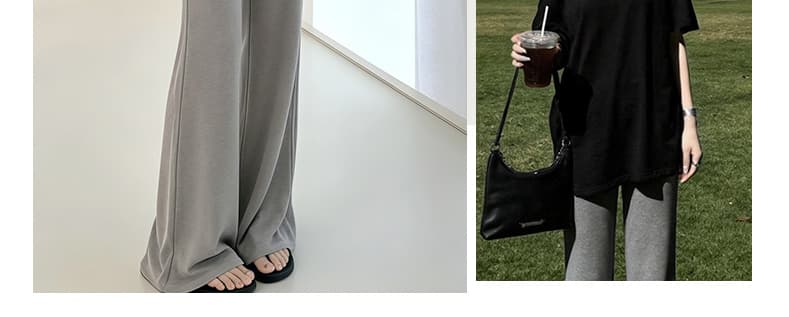 지금 지금 임산부 세트 새로운 편안함 코디 여름 미니멀리즘 패션 비스듬한 어깨 반팔 티셔츠 와이드 레그 팬츠 투피스 세트 상세 이미지 15
