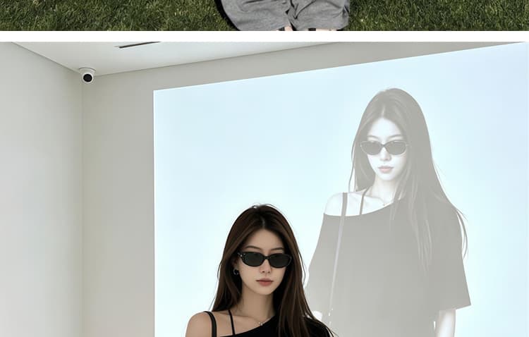 지금 지금 임산부 세트 새로운 편안함 코디 여름 미니멀리즘 패션 비스듬한 어깨 반팔 티셔츠 와이드 레그 팬츠 투피스 세트 상세 이미지 19
