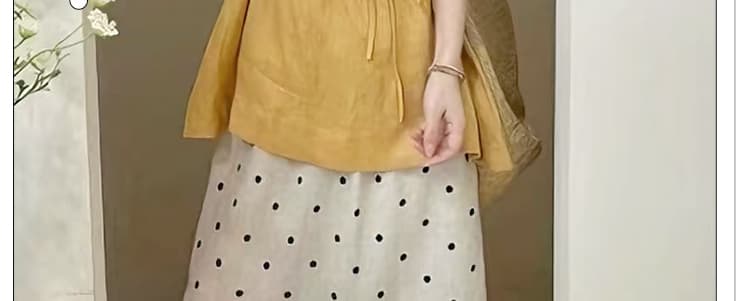 임산부 새로운 여름 코디 전체 집합 한 부서 착용 가져 가라. 연령 감소 민소매 맨위 도트 무늬 반신 치마 세트 상세 이미지 9